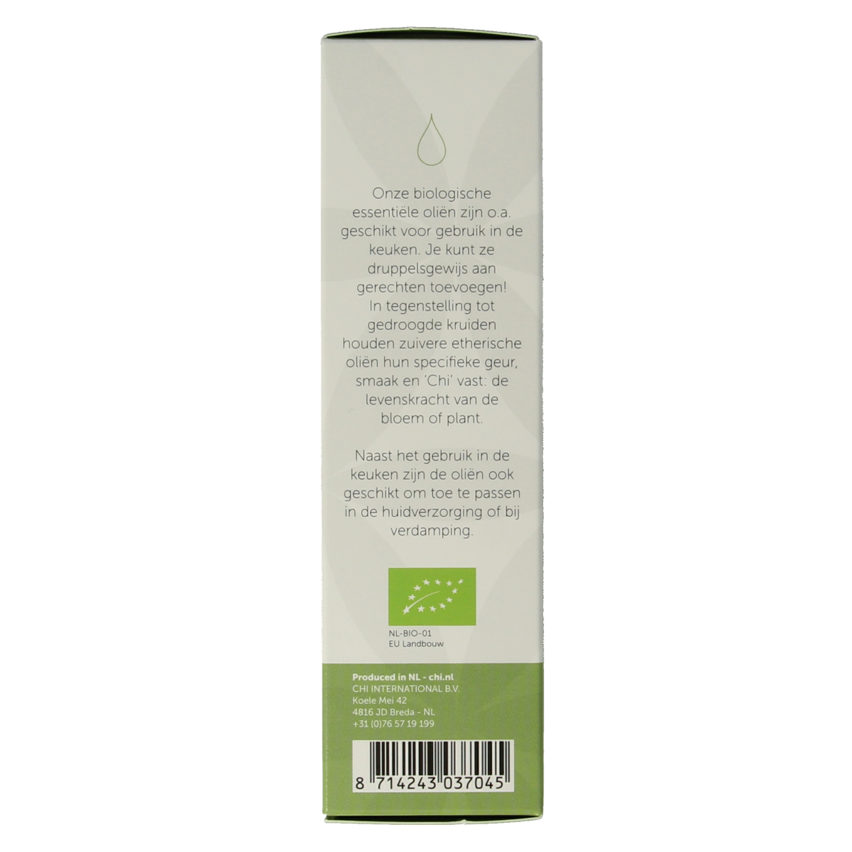 Chi Sinaasappel organic sweet orange essential oil in a 10ml bottle, natural and aromatic for wellness and aromatherapy.