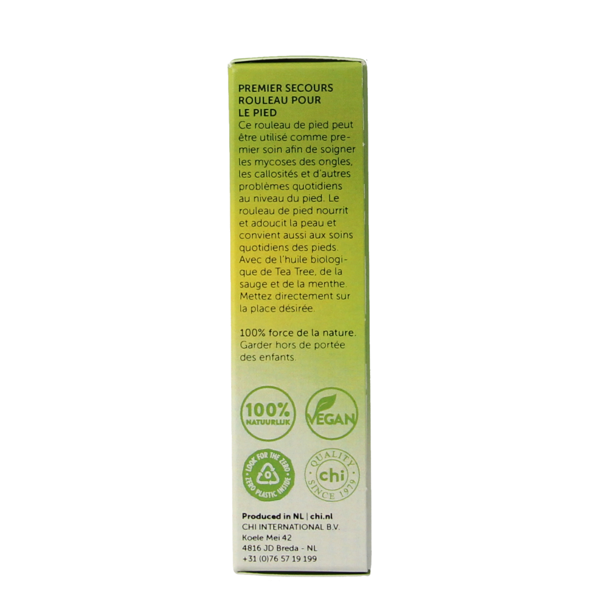 Chi Tea Tree Voetroller, 10ml, natural foot care product with tea tree oil for soothing and refreshing foot treatment.