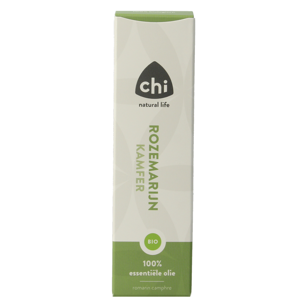 Chi bio rosemary camphor essential oil in a 10ml bottle, showcasing the product label and clear liquid inside.