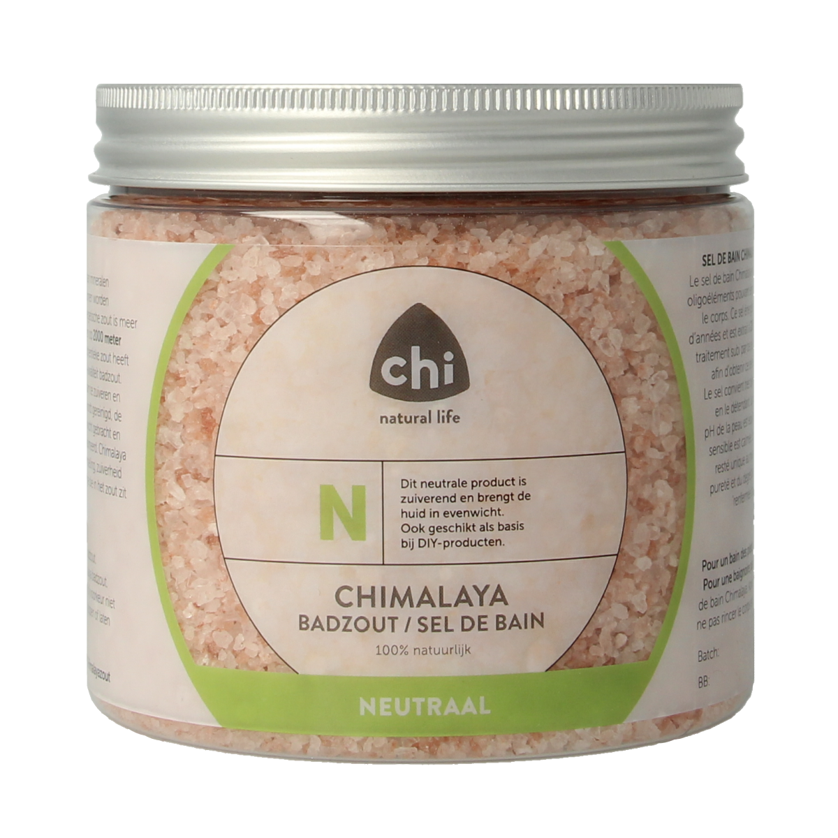 Chi Chimalaya kuurzout bad and douche product, 750g, showing a bag of coarse sea salt for bath and shower use.