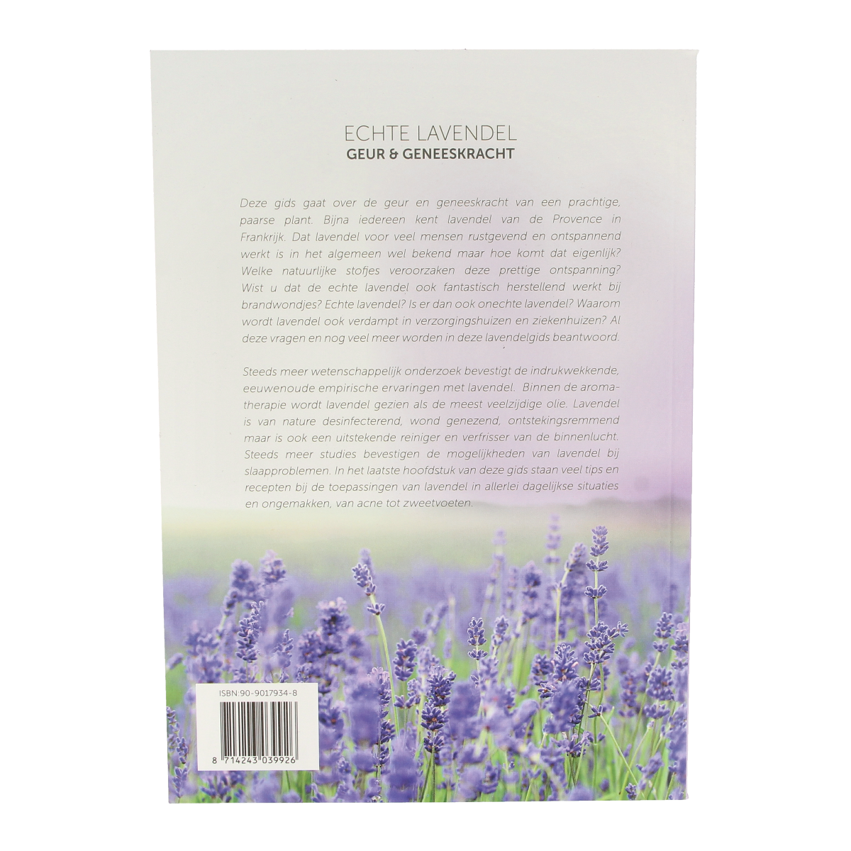 Chi Echte Lavendel Rijpkema 1.00 boek, open book with lavender illustrations and text on white background.
