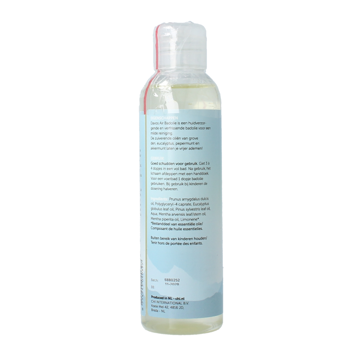 Chi Davos badolie 150ml bottle for bath and shower, with a sleek design and natural ingredients visible in the image.