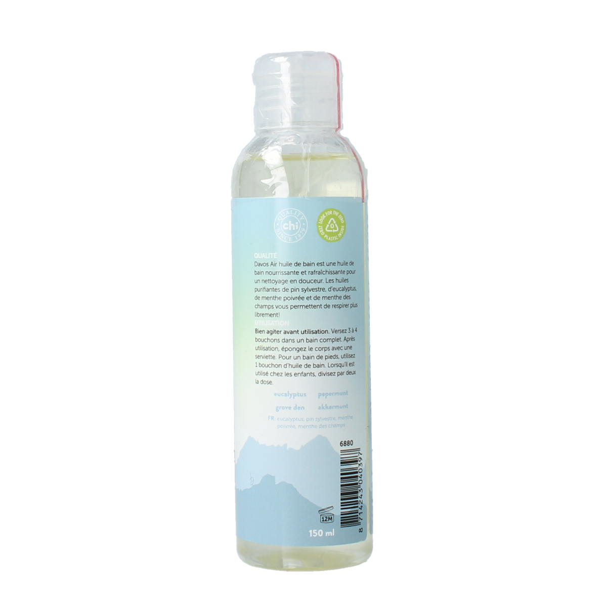Chi Davos badolie 150ml bottle for bath and shower, featuring a sleek design and natural fragrance, shown in the image.