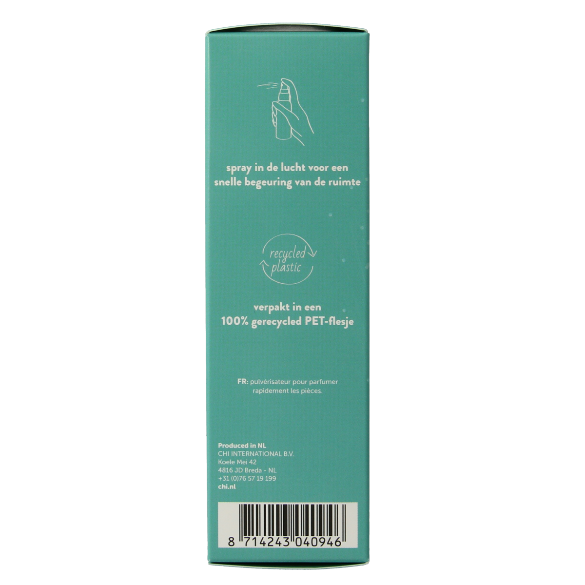 Chi Smell Well airspray with 50ml of essential oil blend, featuring a sleek bottle and natural aromatherapy styling.