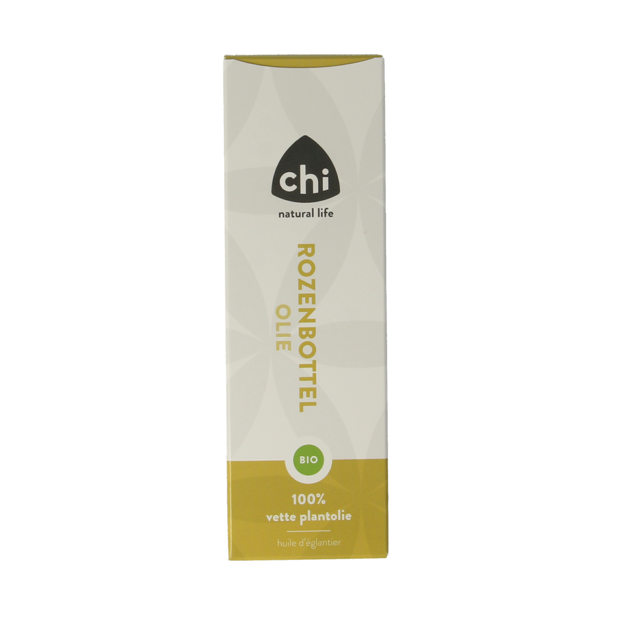 Chi organic rosehip oil in a 50ml bottle, natural and eco-friendly, used as an aromatic essential oil for skincare and wellness.