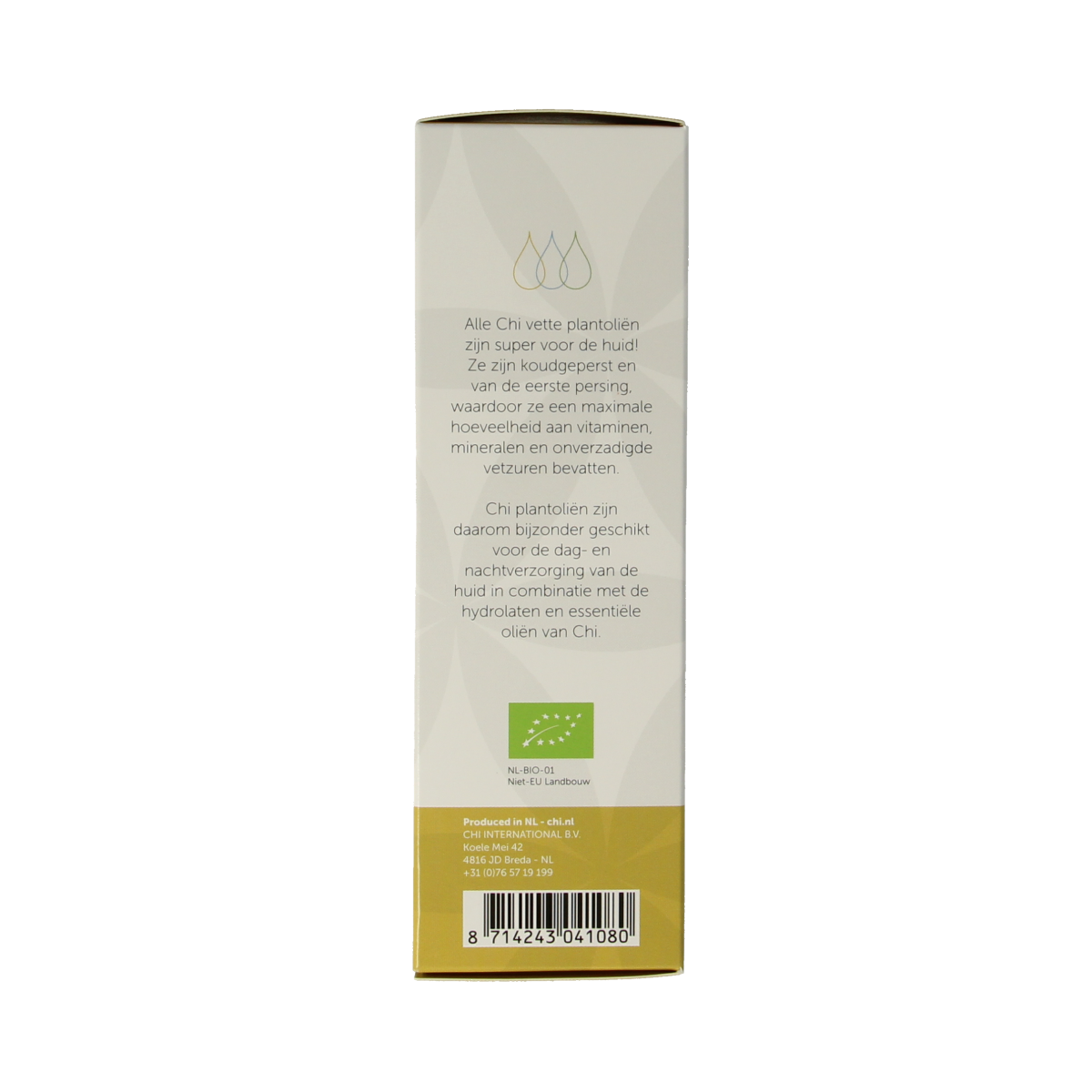 Organic Chi Rozenbottelolie in a 50ml bottle, natural aromatic essential oil with rosehip content, for skincare and aromatherapy