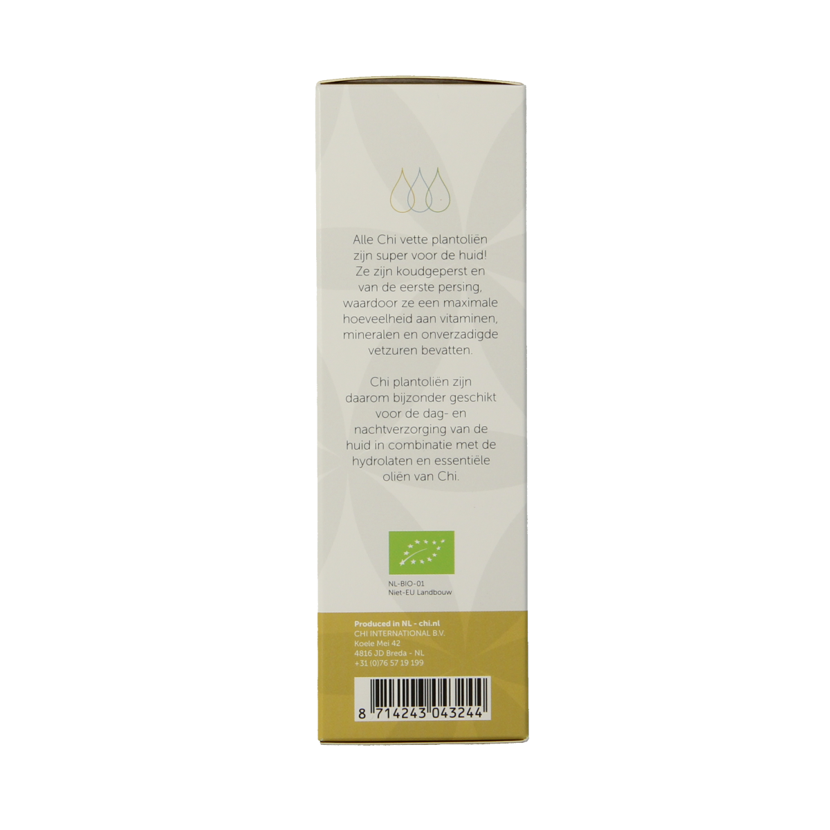 Chi Tamanu Eko essential oil bottle, 50ml, in clear glass with a white label, showcasing natural product packaging.