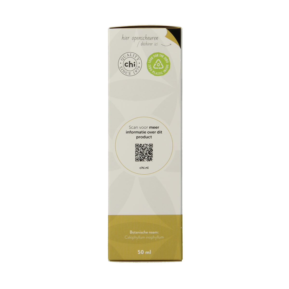 Chi Tamanu Eko essential oil in a 50ml bottle, showcasing the dark glass container and label with product details.