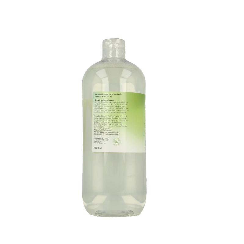 Chi Tea Tree hand and body foam wash refill bottle, 1 liter, natural body care product with tea tree for cleansing and refreshment.