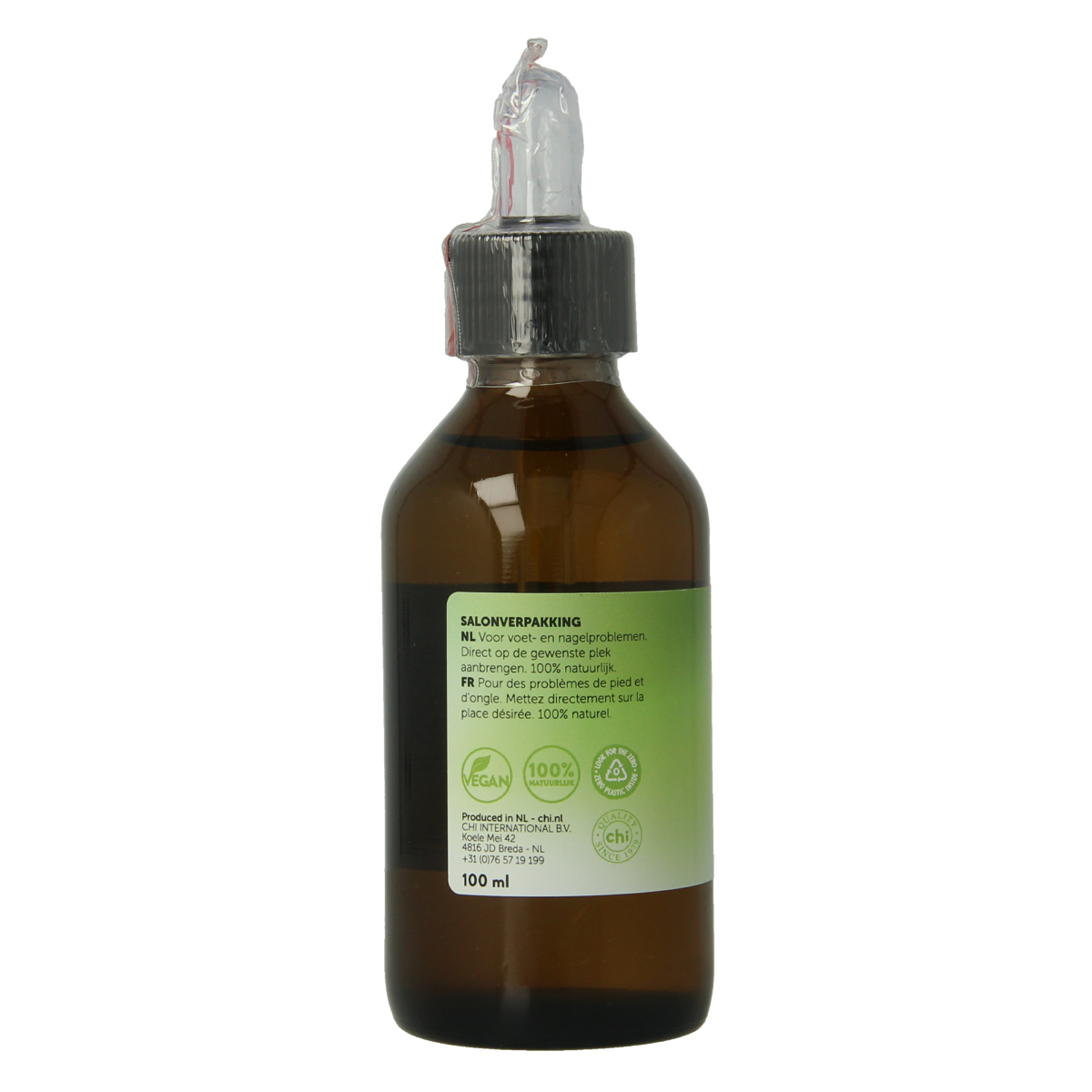 Chi Eerste hulp voetroller and pipet for foot care, 100ml, featuring a foot roller and pipette for soothing foot treatment.