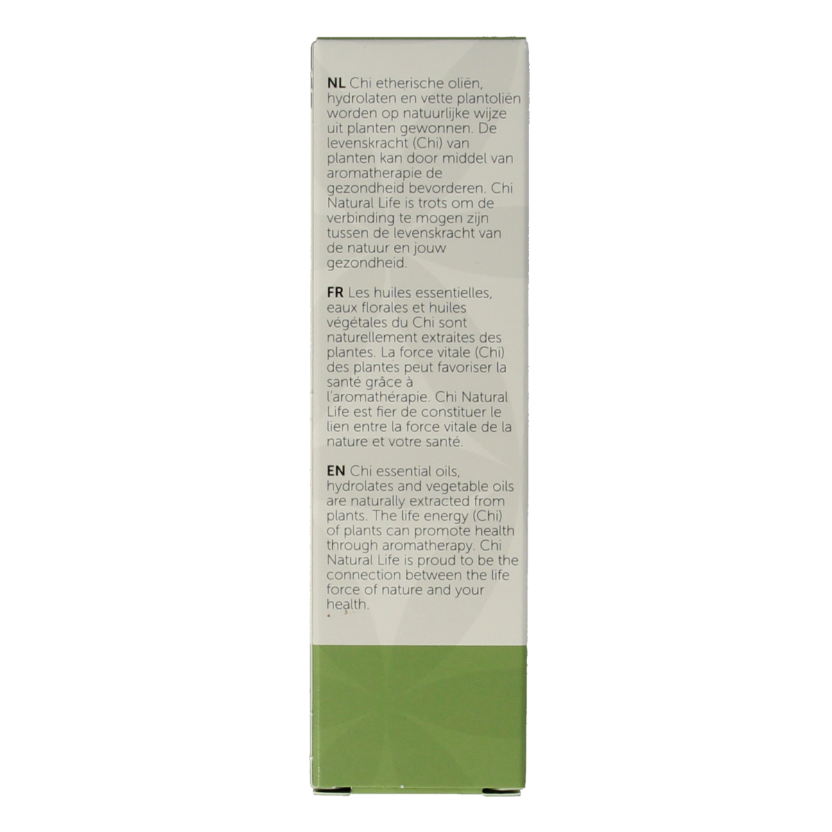 Chi Lavendelolie Bulgarije bio 10ml, pure organic lavender essential oil in a small clear bottle with a white cap.
