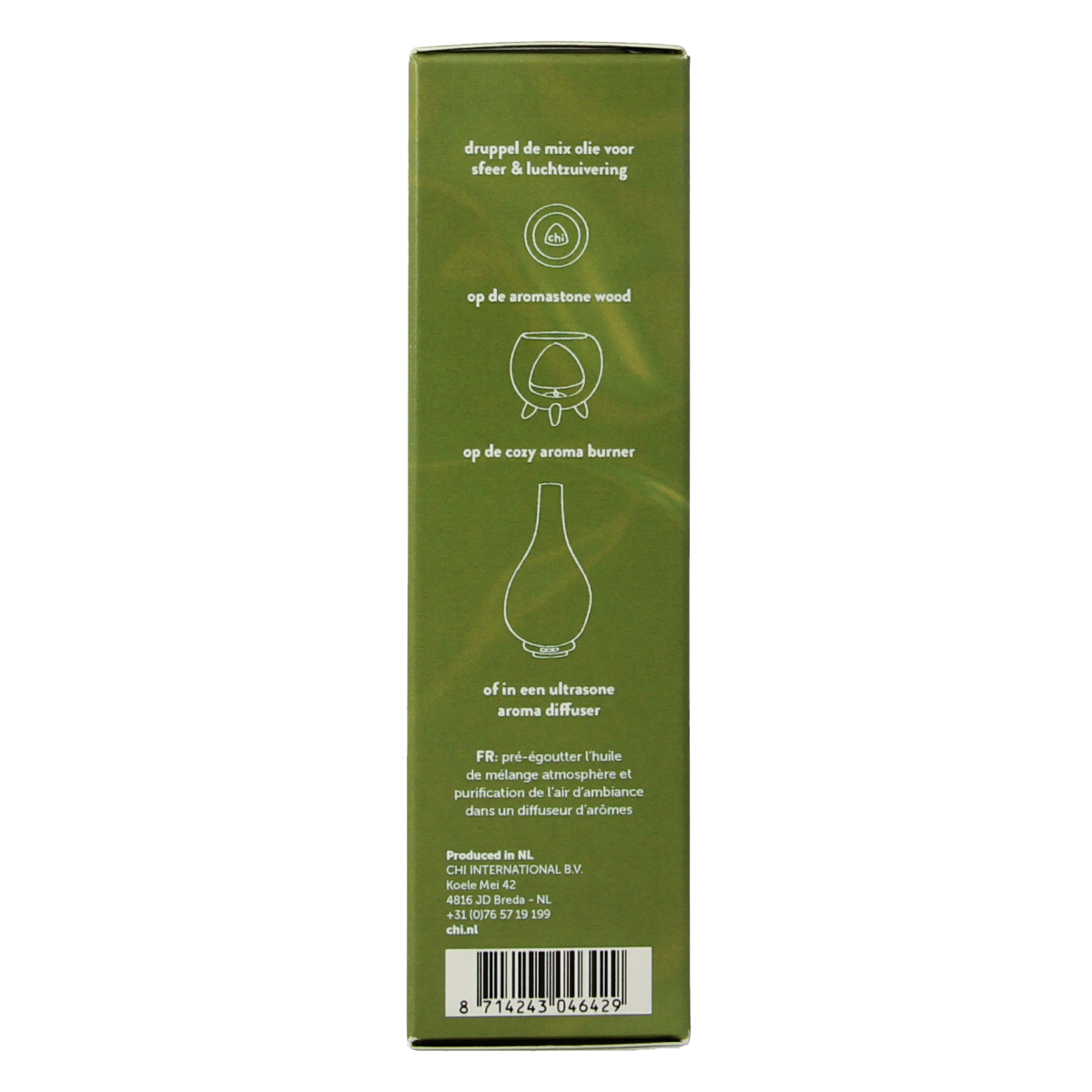 Chi Lemonmix essential oil bottle, 10ml for aromatherapy, with a clear label and yellow lemon illustrations on the packaging.