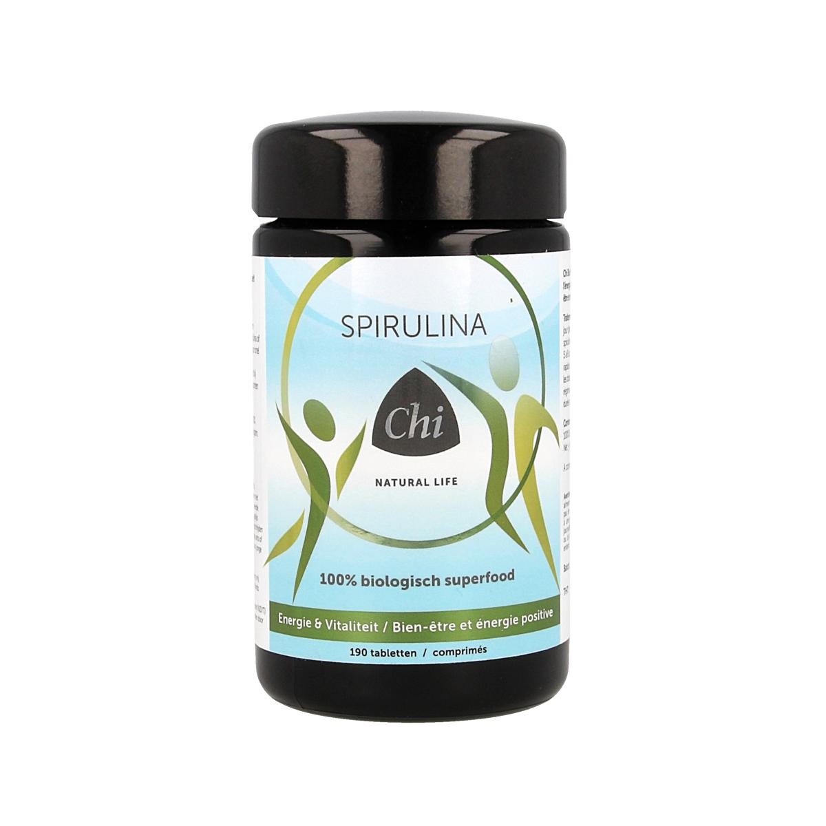 Chi Spirulina 500mg bio tablets, green spirulina supplement in a blister pack, natural herbal product by Chi.