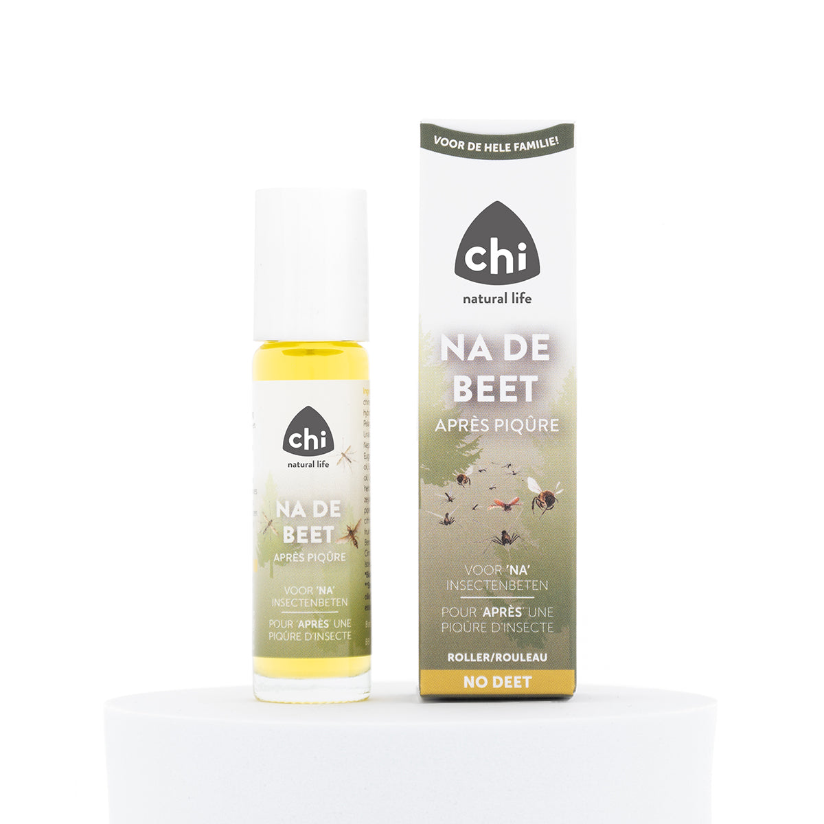 Chi Na de Beet Roller 10ml, a bottle of beet flavoring for steken en beten, with a clear label and orange cap.