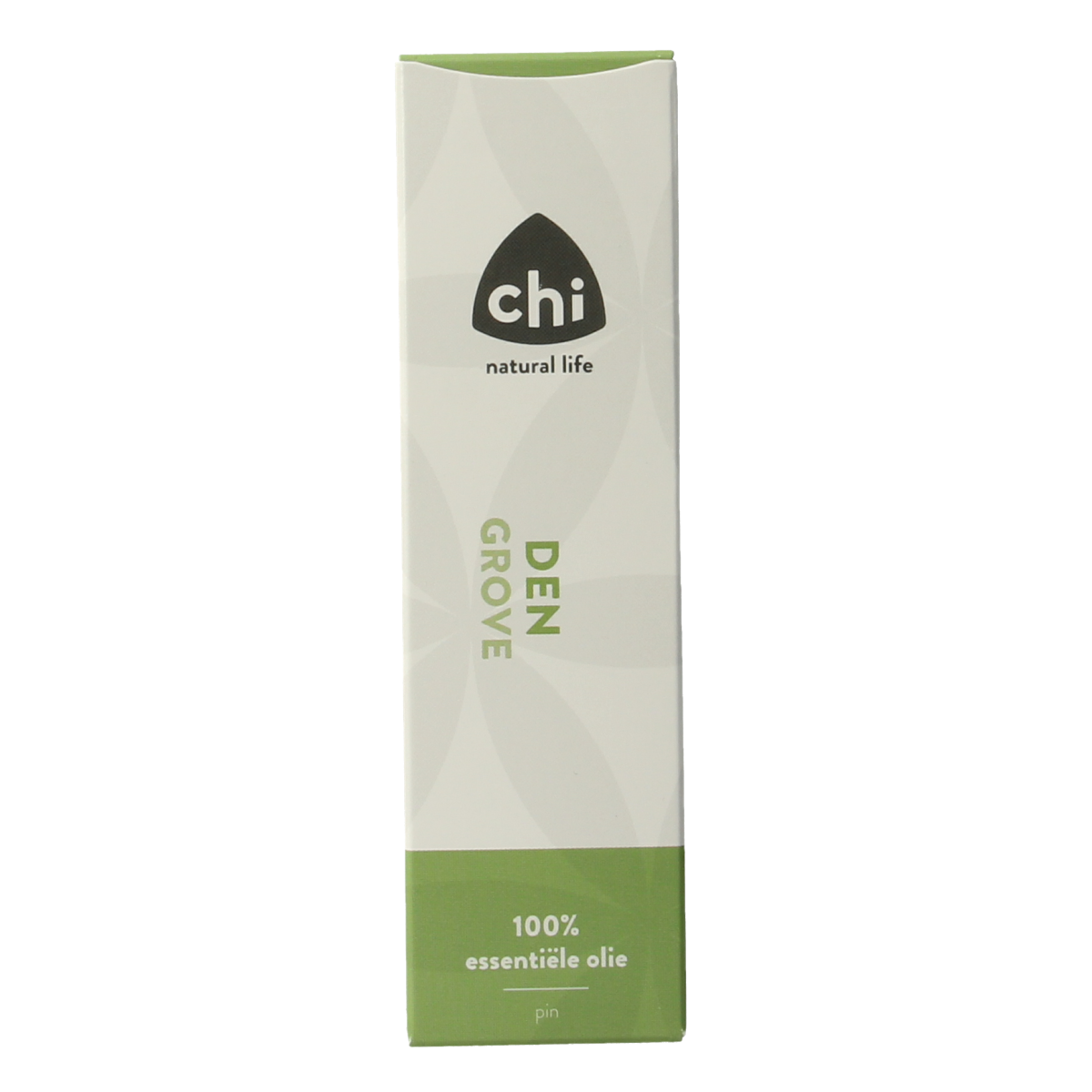 Chi Den Grove Wild essential oil bottle, 10ml, featuring a dark glass container with a white label and black cap.
