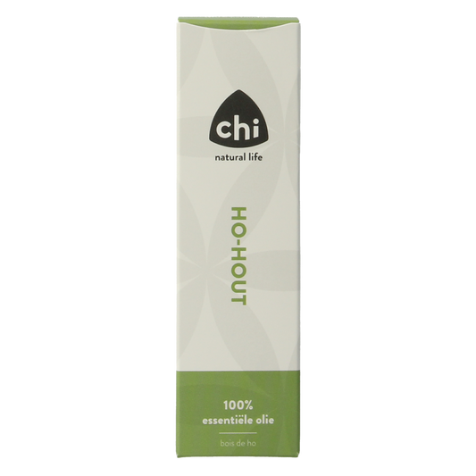 Chi Ho hout wild essential oil bottle, 10ml, natural etherische oliën with a dark amber container and white label.