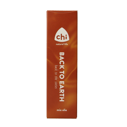 Chi Back to Earth composition essential oil bottle, 10ml, with natural herbal ingredients, used for aromatherapy and relaxation.
