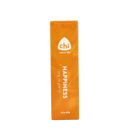 Chi Happiness Mix essential oil in 10ml bottle, featuring a blend of natural aromatic oils for wellness.