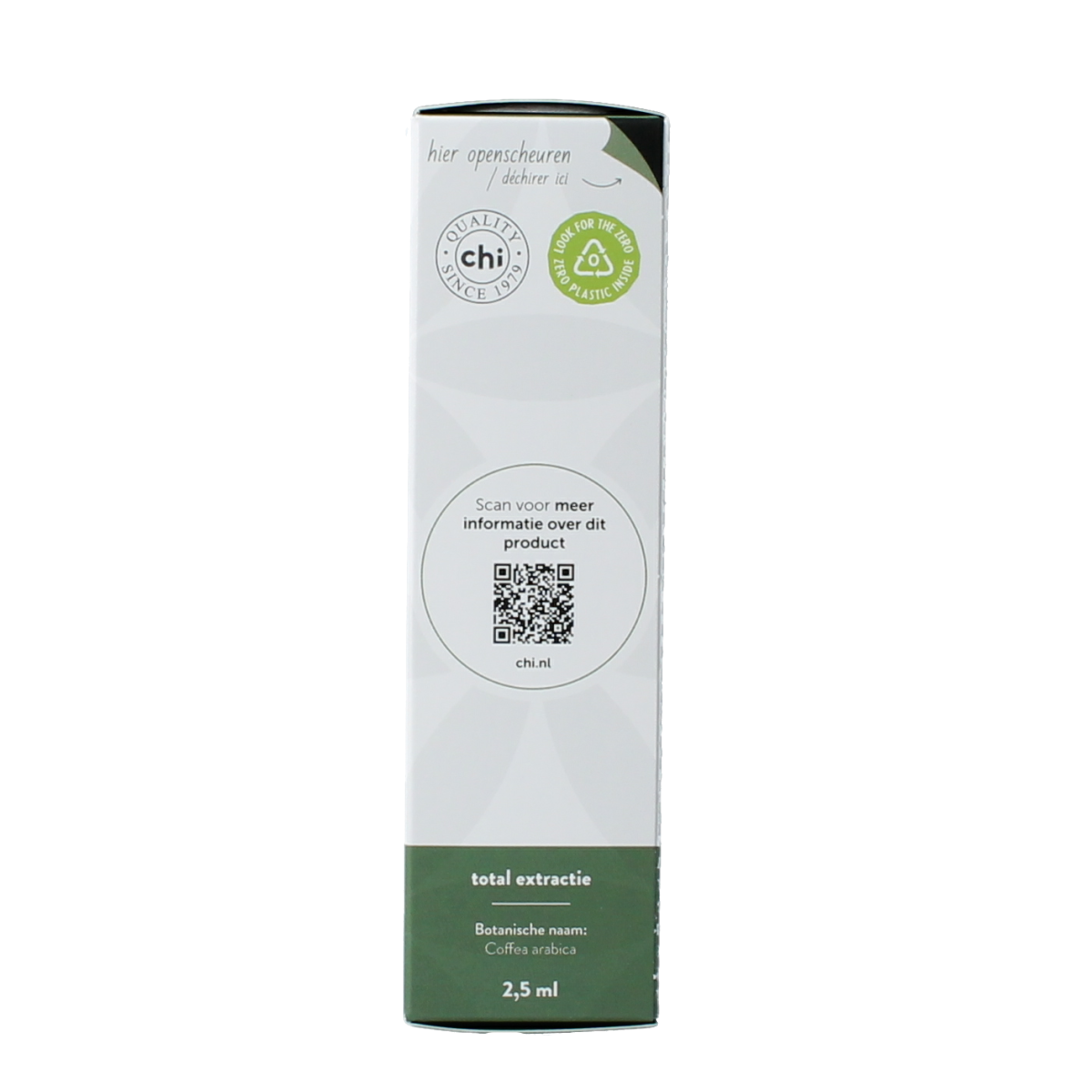 Chi Koffie CO2 bio essential oil in 2.5ml bottle, natural etherische oliën with a clear label and sealed cap.