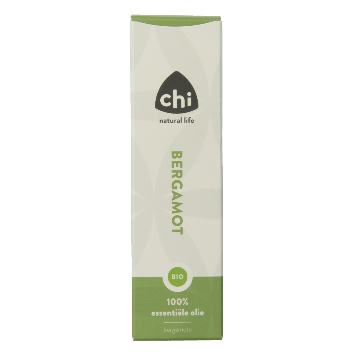 Chi Bergamot eco bio essential oil in 10ml bottle, showcasing the amber glass container and label with product details.