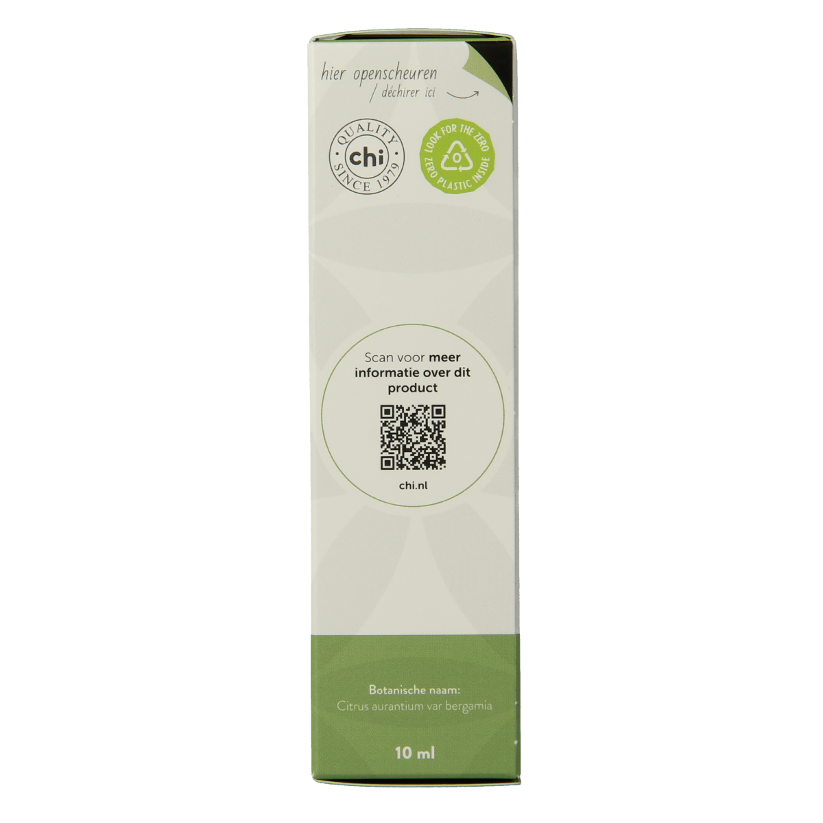 Chi Bergamot organic essential oil in 10ml bottle, bright yellow citrus oil with fresh bergamot scent.