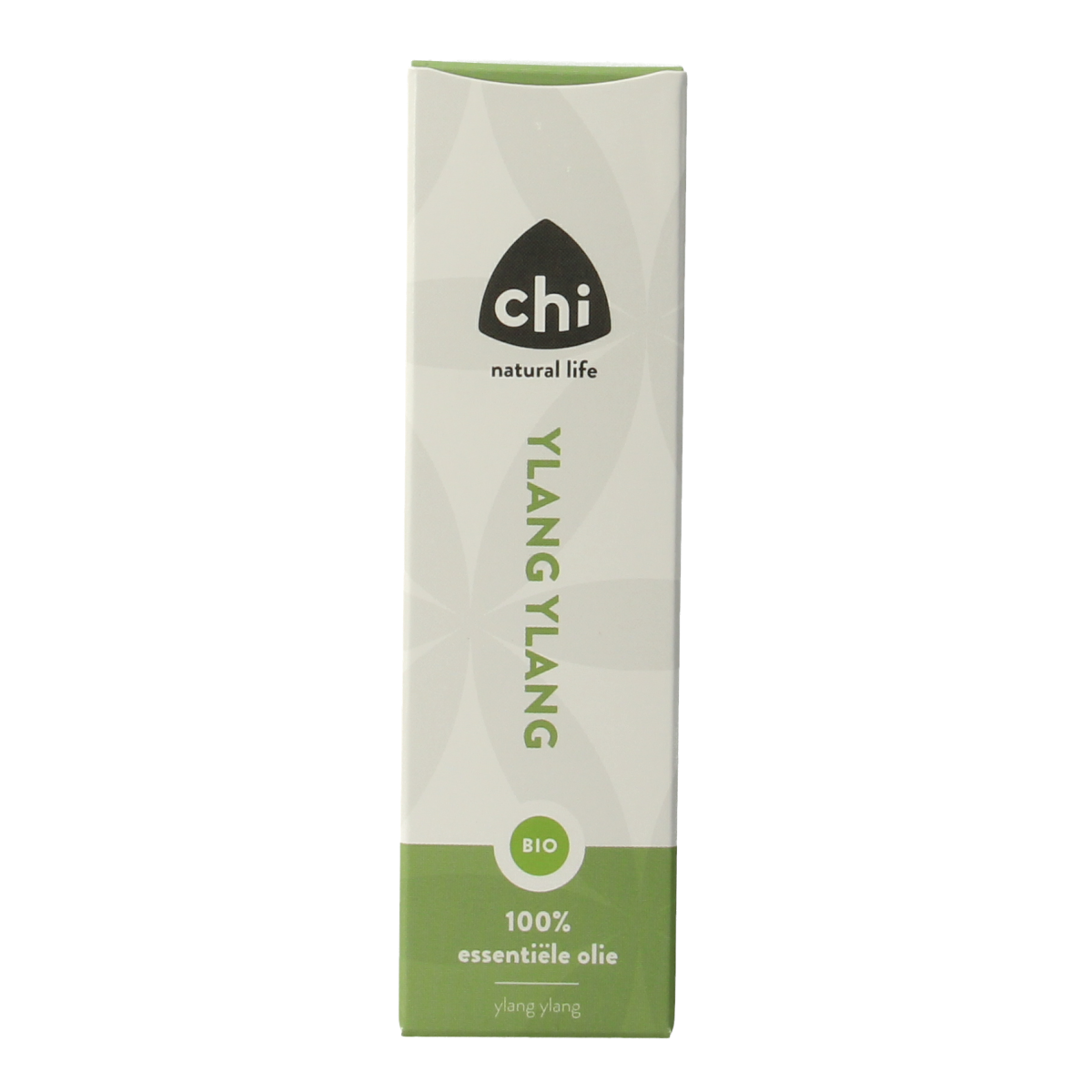 Chi Ylang Ylang bio essential oil in a 10ml bottle, featuring a clear label and golden-yellow liquid inside.