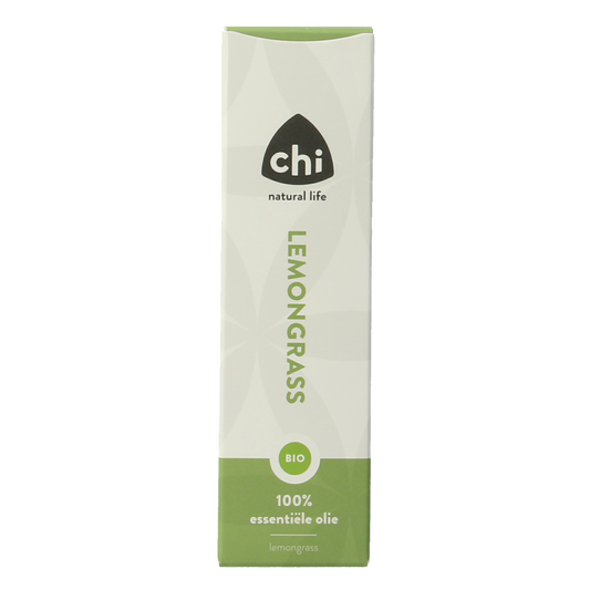 Chi Lemongrass essential oil in a 10ml bottle, featuring a clear label and dropper cap, used for aromatherapy and natural wellness.
