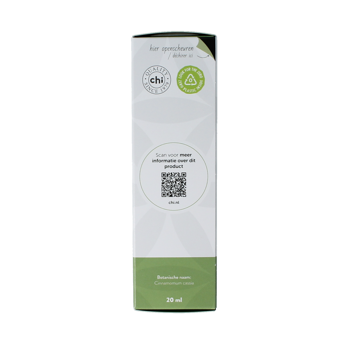 Chi Kaneel Chinese Cassia essential oil in a 20ml bottle, featuring amber-colored glass with a white cap and product label.