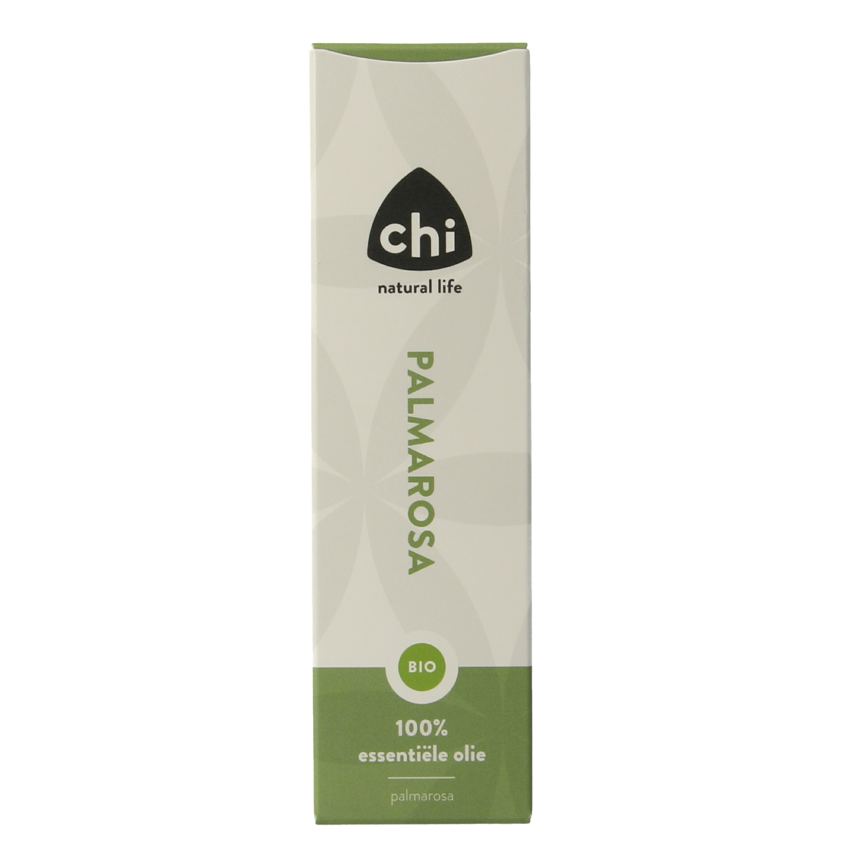 Chi Palmarosa organic essential oil bottle, 10ml, with label showing product details and clear glass container.