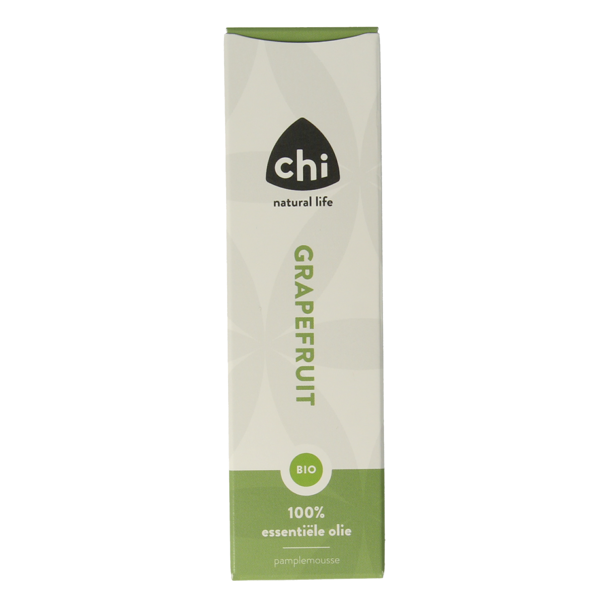 Chi Grapefruit organic essential oil bottle, 10ml, with a clear label and amber glass container for natural aromatherapy use.