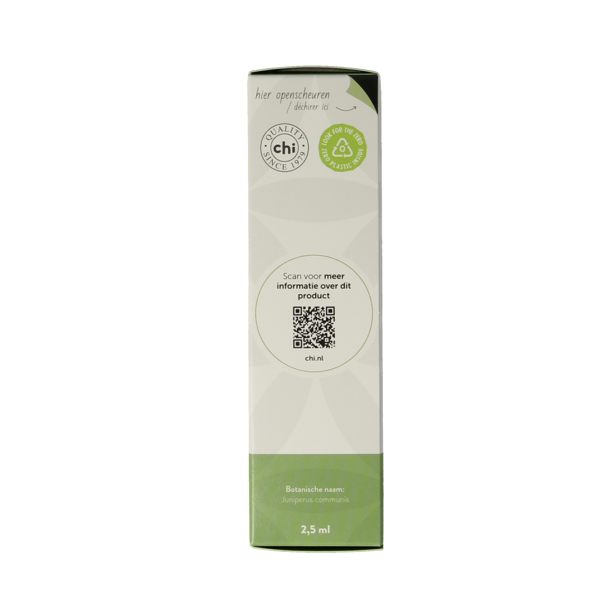 Chi organic juniper berry essential oil in a 2.50 ml bottle, natural therapeutic aromatic oil for wellness and relaxation.