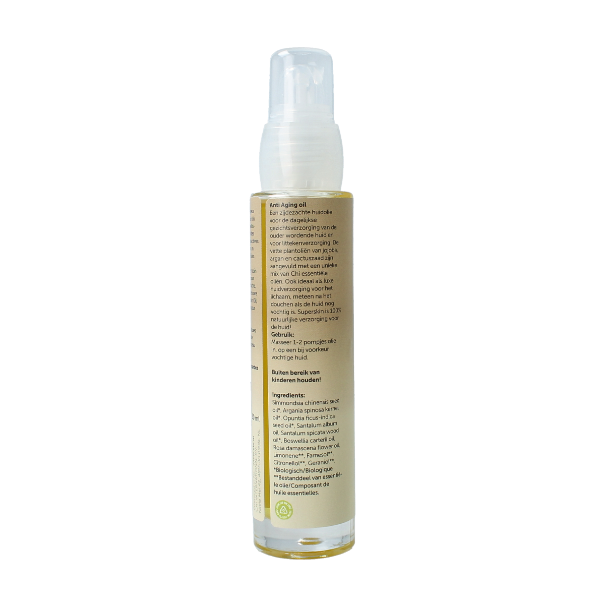 Chi Superskin anti-aging facial oil in a 50ml bottle, featuring natural skincare ingredients for youthful skin.