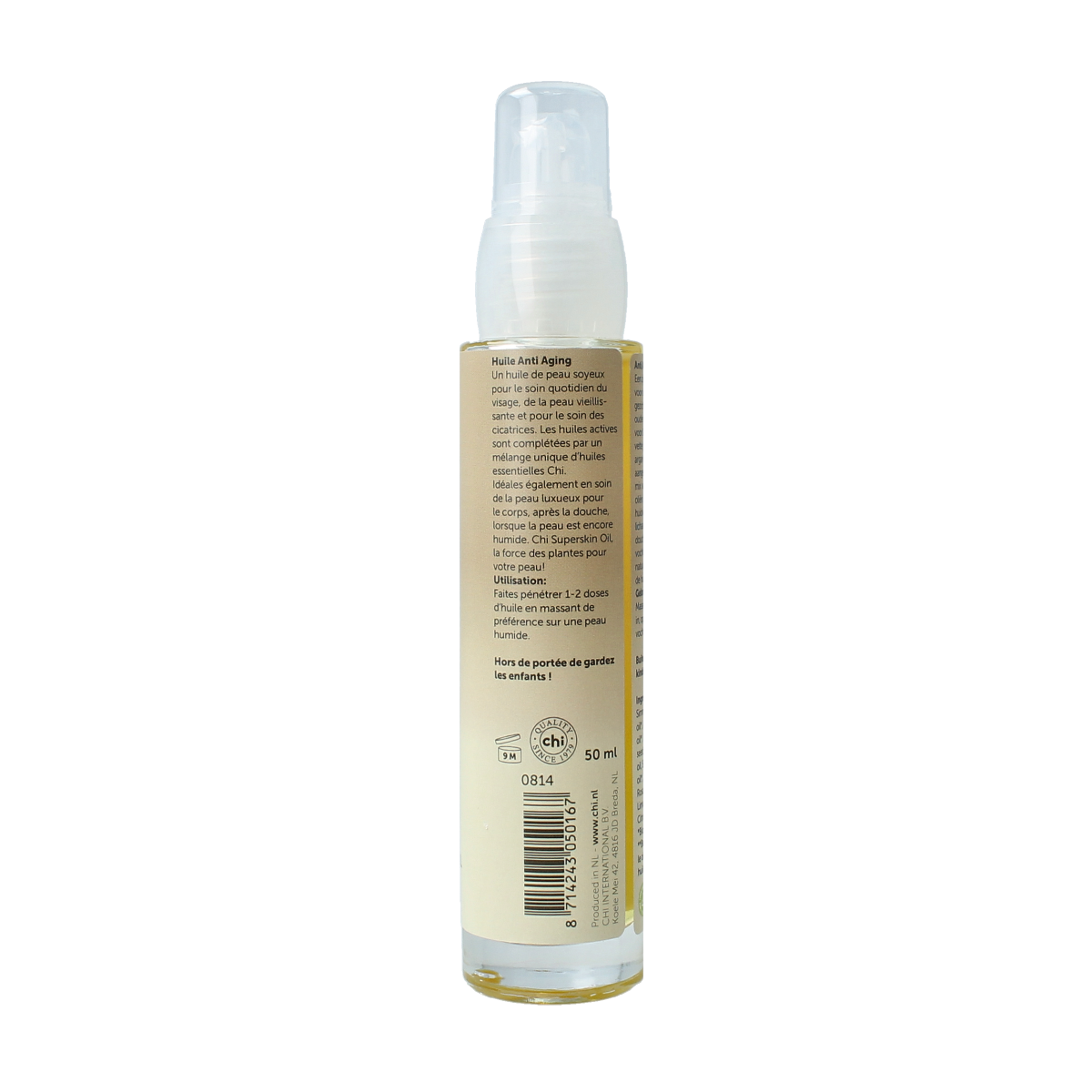 Chi Superskin anti-aging facial oil in 50ml bottle, nourishing skincare product with natural ingredients for youthful skin.