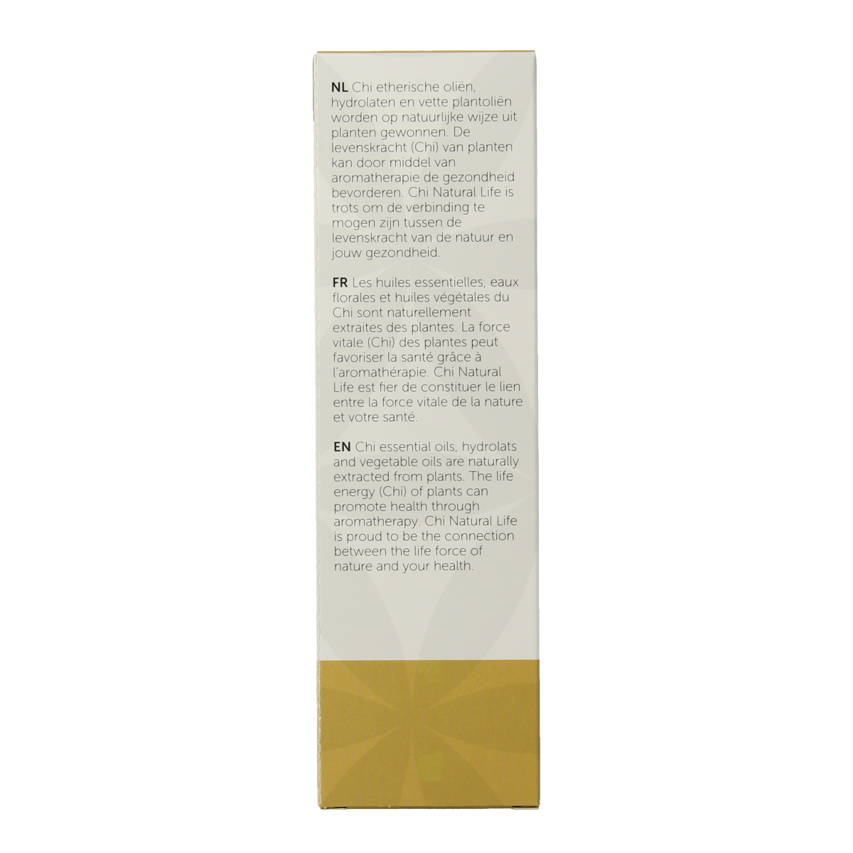 Organic Chi castor oil in a 100ml bottle, used for body care, with a clear label and dark glass container.