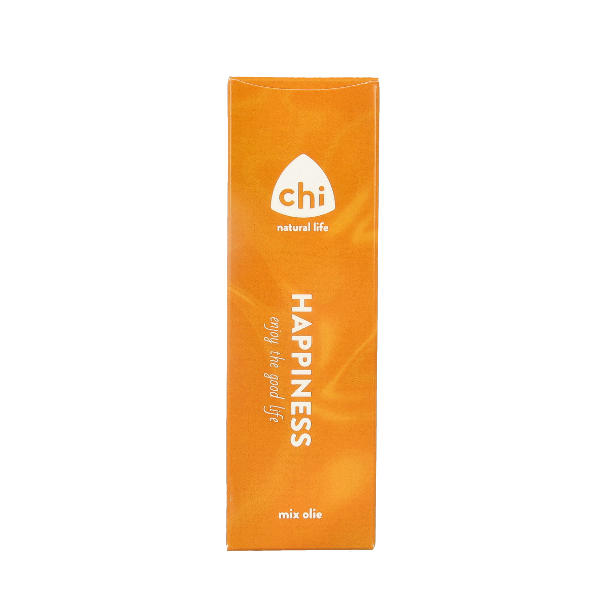 Chi Happiness Mix Essential Oil in 50ml bottle, featuring a colorful label with natural ingredients and brand logo.