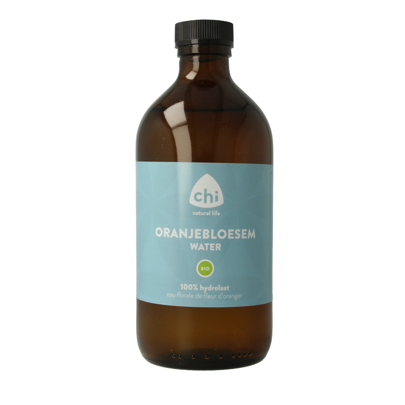 Chi Oranjebloesem hydrolaat eco, 500ml, natural body care spray with orange blossom scent and organic ingredients.