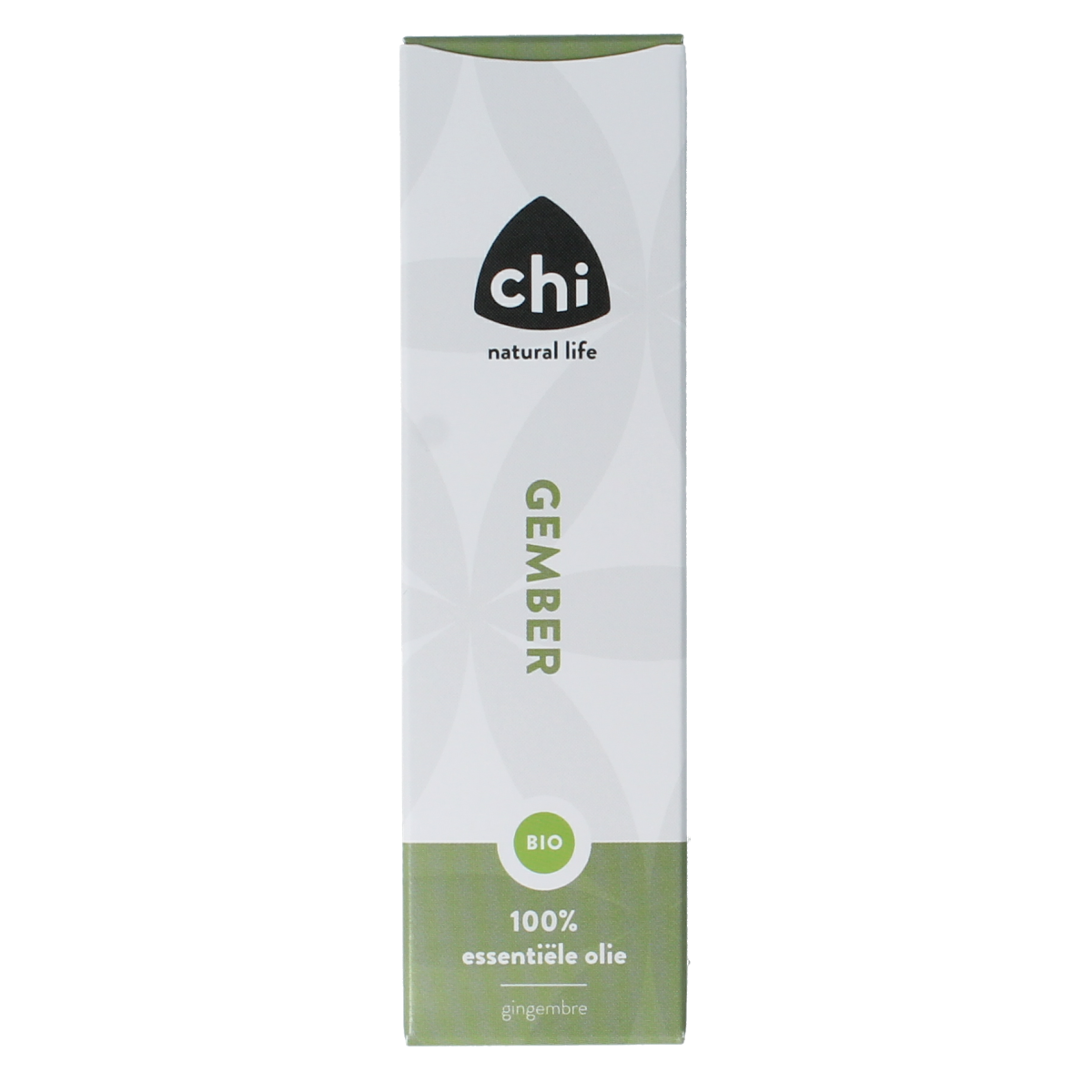 Organic Chi ginger essential oil in a 10ml bottle, showcasing the amber glass container and label, for aromatherapy and wellness use.