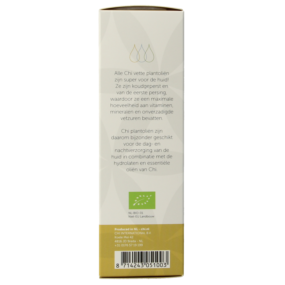 Chi Sacha Inchi plantenolie bio, 50ml, organic body care oil with a clear bottle showing golden Sacha Inchi oil