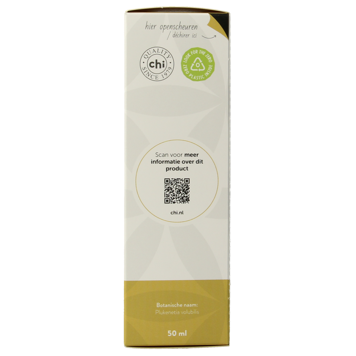 Chi Sacha Inchi plantenolie bio in 50ml bottle, natural body care product with eco-friendly ingredients, suitable for skin health.