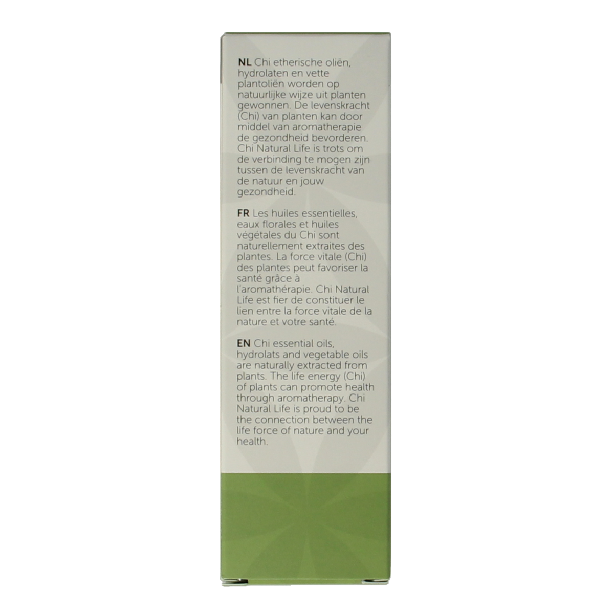 Chi Lavendelolie Bulgarije bio 20ml, natural lavender essential oil in a clear glass bottle with a white cap.