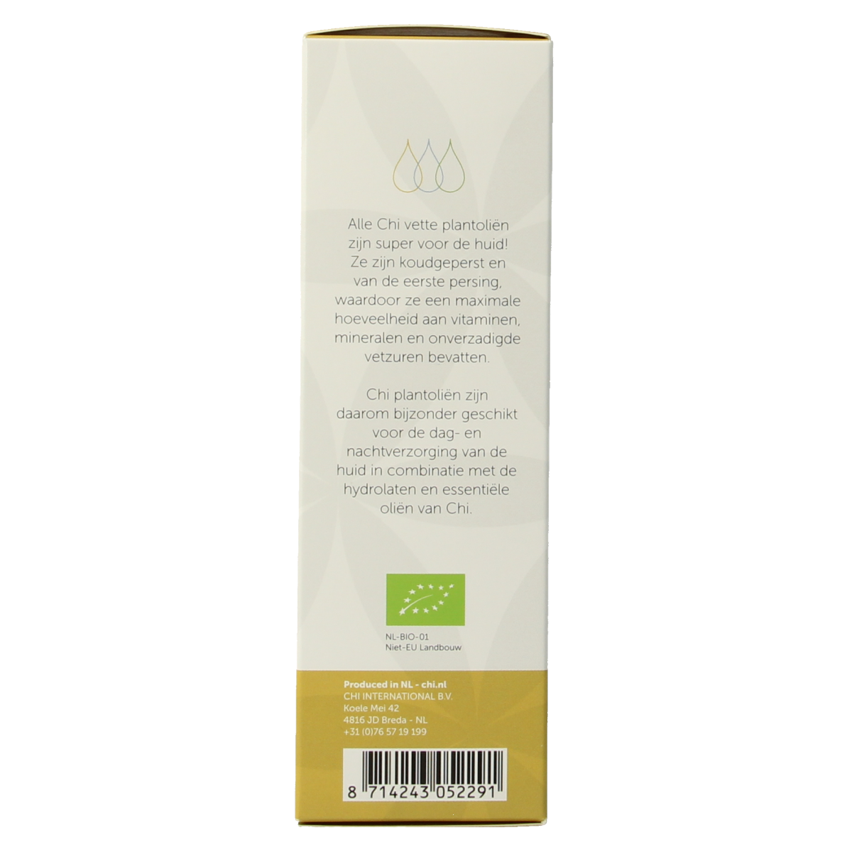 Chi Baobab plant olie eko bio 50ml natural body care oil, showcasing a clear bottle with a green cap and Baobab oil label.