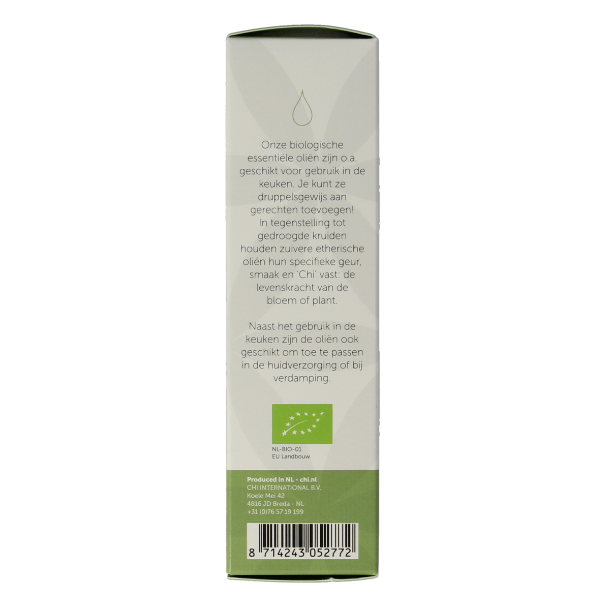 Chi Lavendel Frankrijk organic essential oil in a 10ml bottle, showing lavender flowers and packaging for natural aromatherapy.