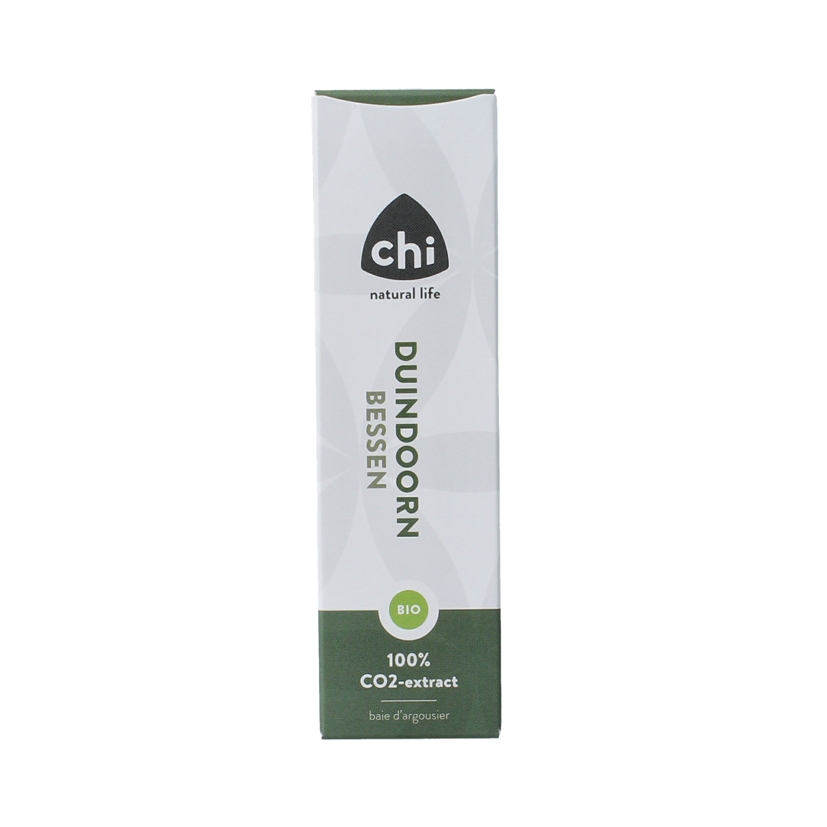 Chi brand Duindoorn bessen CO2 bio essential oil in a 10ml bottle, with a clear label showing natural orange-colored liquid.