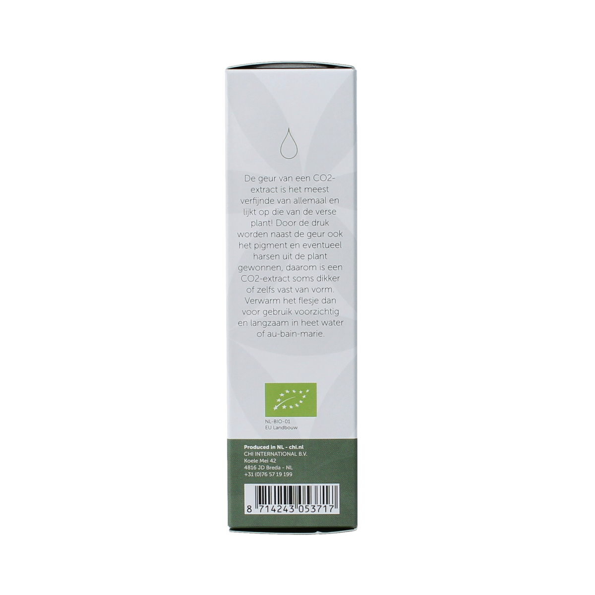 Chi Duindoorn Bessen CO2 bio essential oil in a 10ml bottle, featuring a clear view of the amber glass container and label.