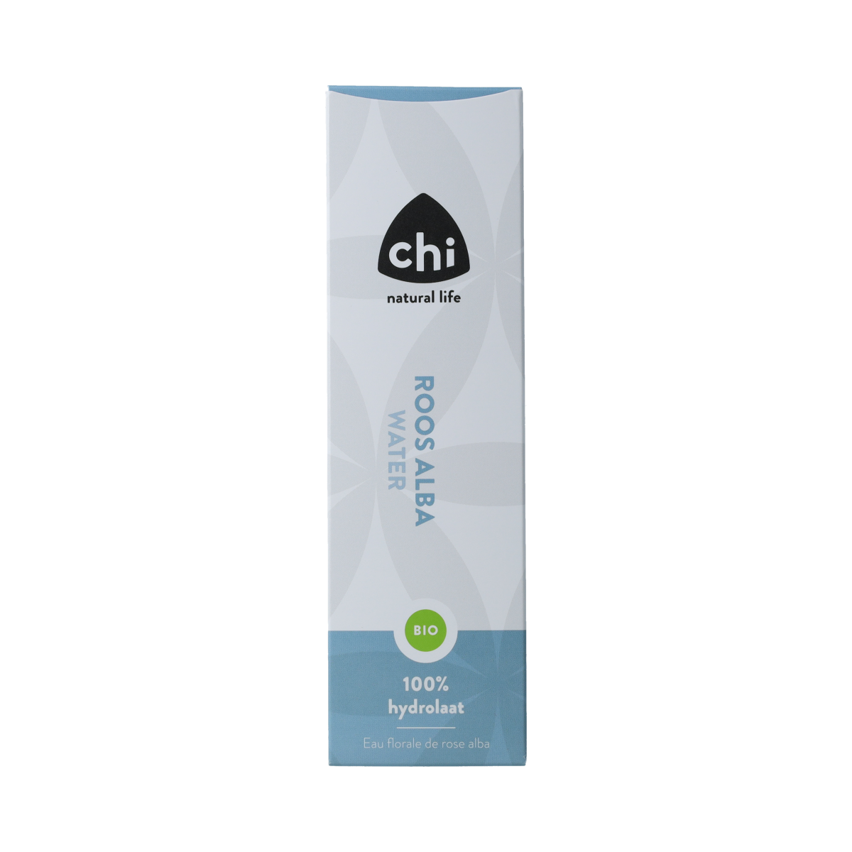 Chi Roos Alba organic hydrosol in a 150ml bottle, natural body care product with floral rose scent and soothing properties.