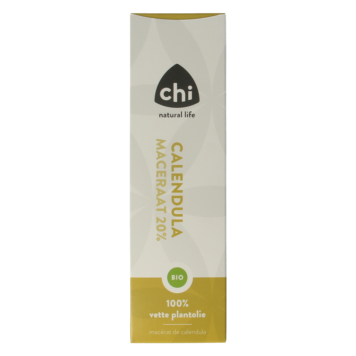 Chi Calendula maceraat 20% bio body care product in a 100ml bottle, featuring fresh calendula flowers and natural herbal ingredients.