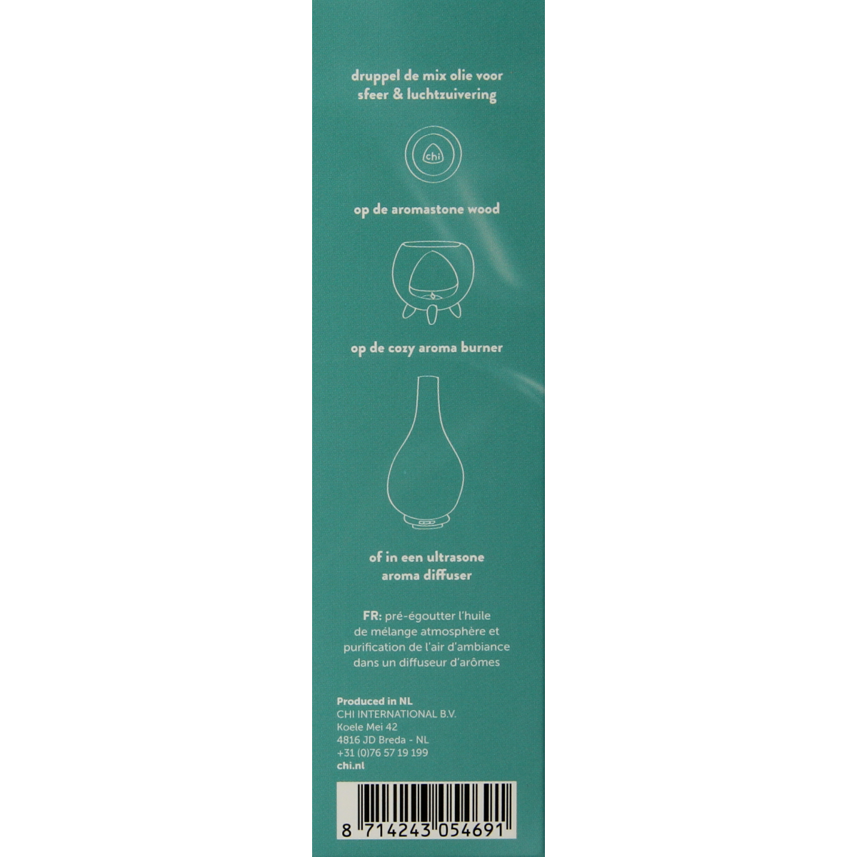Chi Energize essential oil bottle, 10ml of aromatic etherische oliën in clear glass container with label, for aromatherapy use.