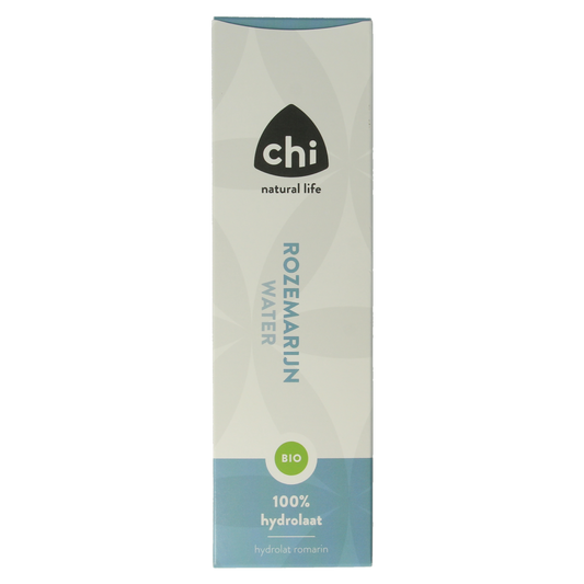 Chi Rozemarijn hydrolaat bio in 150ml bottle, natural aromatic water from organic rosemary for skincare and aromatherapy.