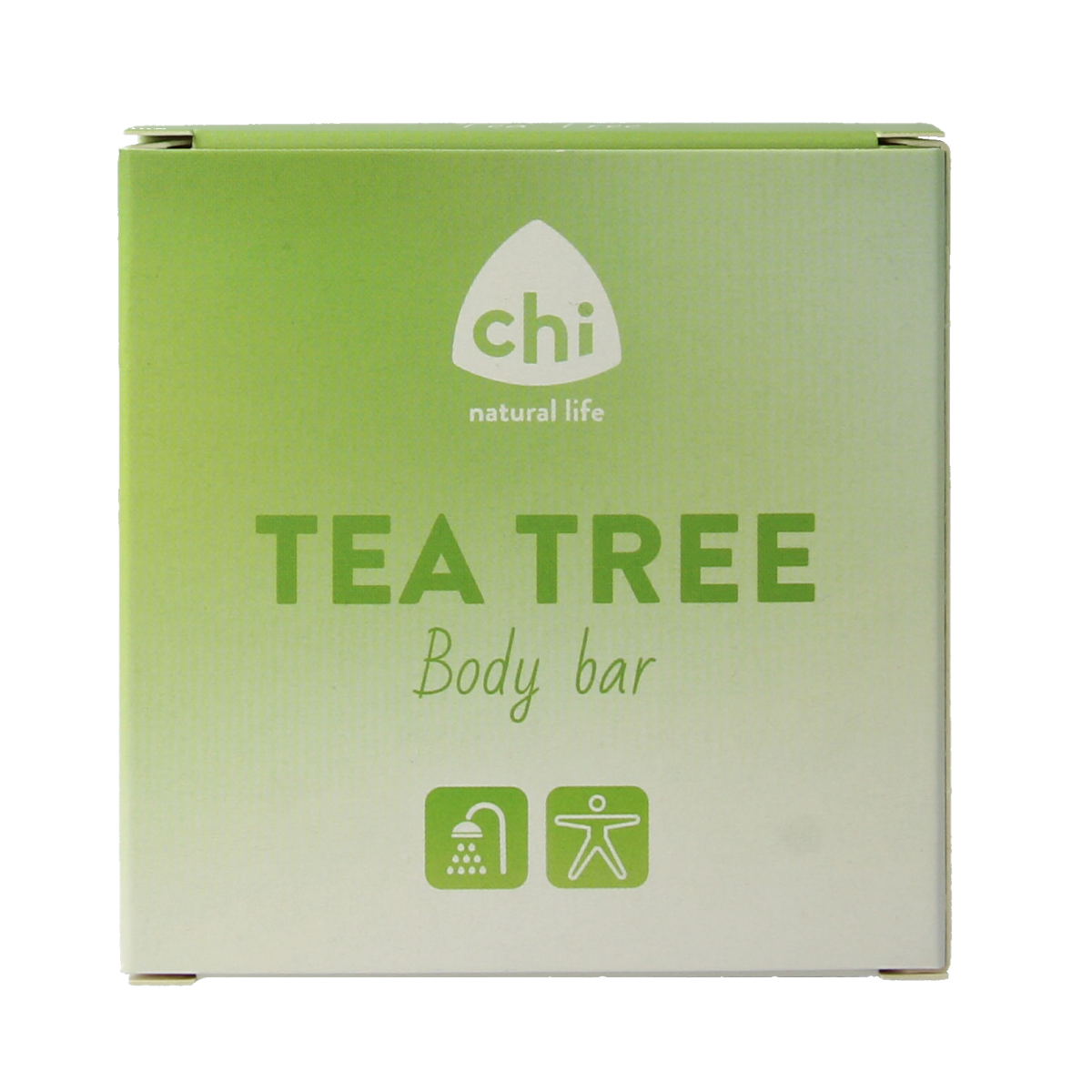 Chi Tea Tree Body Bar, 80g, natural soap with tea tree oil for body skincare, shown in the image.