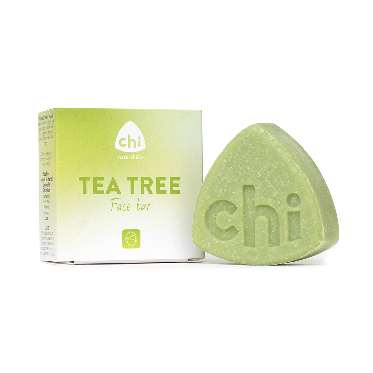 Chi Tea Tree face bar 60g, natural skincare product with tea tree ingredients for cleansing and facial care.